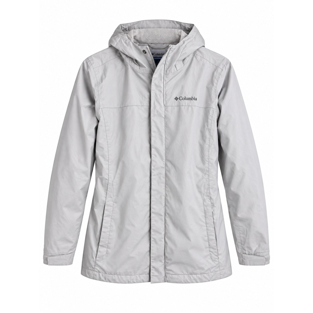 Columbia Women's Large Gray Hooded Lightweight Rain Jacket Windbreaker